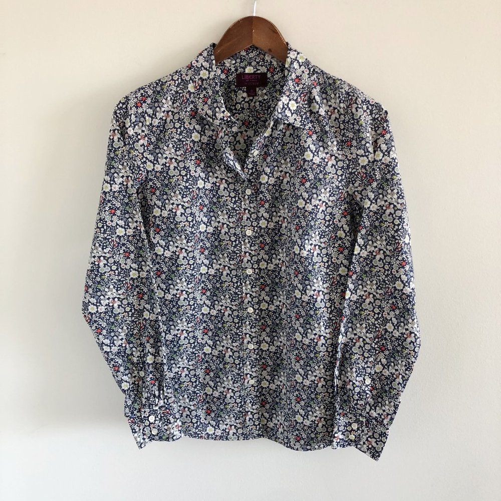 J. Crew Navy Floral Button-Down Shirt